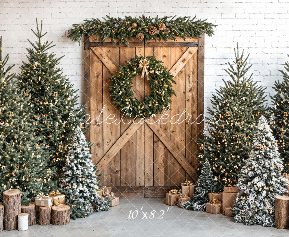 Kate Christmas Tree Barn Door Backdrop Designed by Emetselch - Image 6