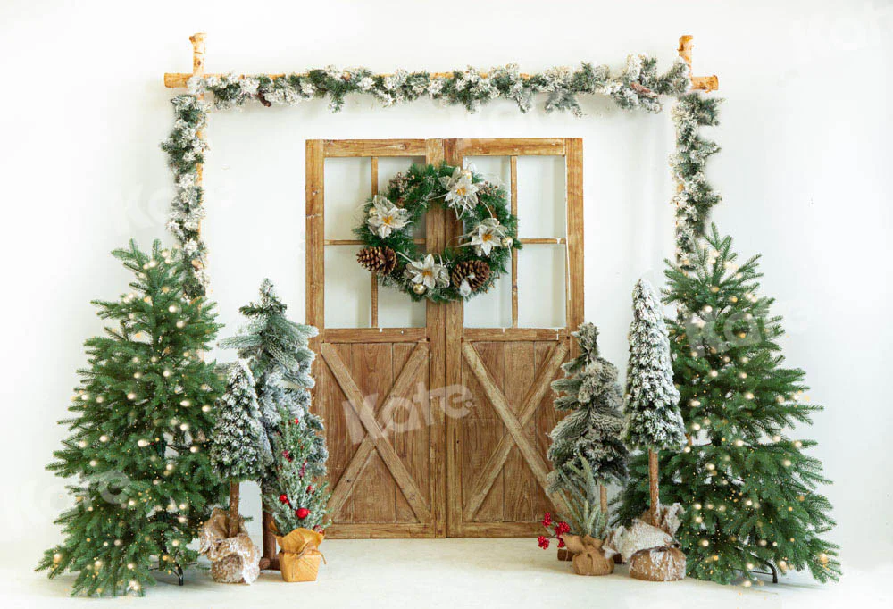 Kate Christmas Tree Barn Door Wood Backdrop Designed by Emetselch - Image 2