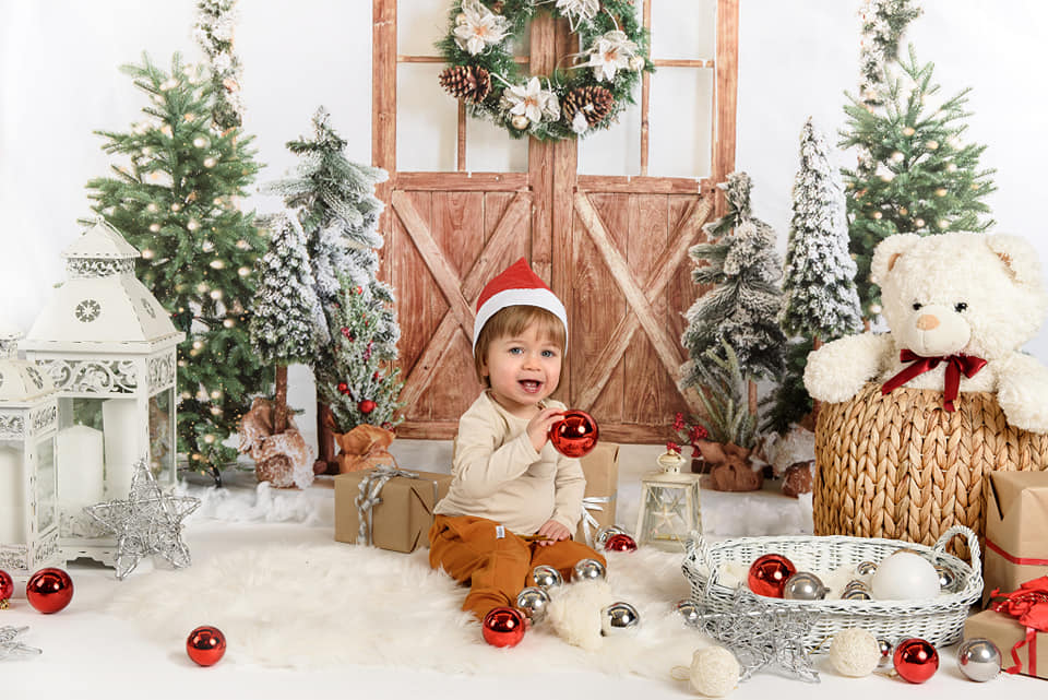 Kate Christmas Tree Barn Door Wood Backdrop Designed by Emetselch - Image 3
