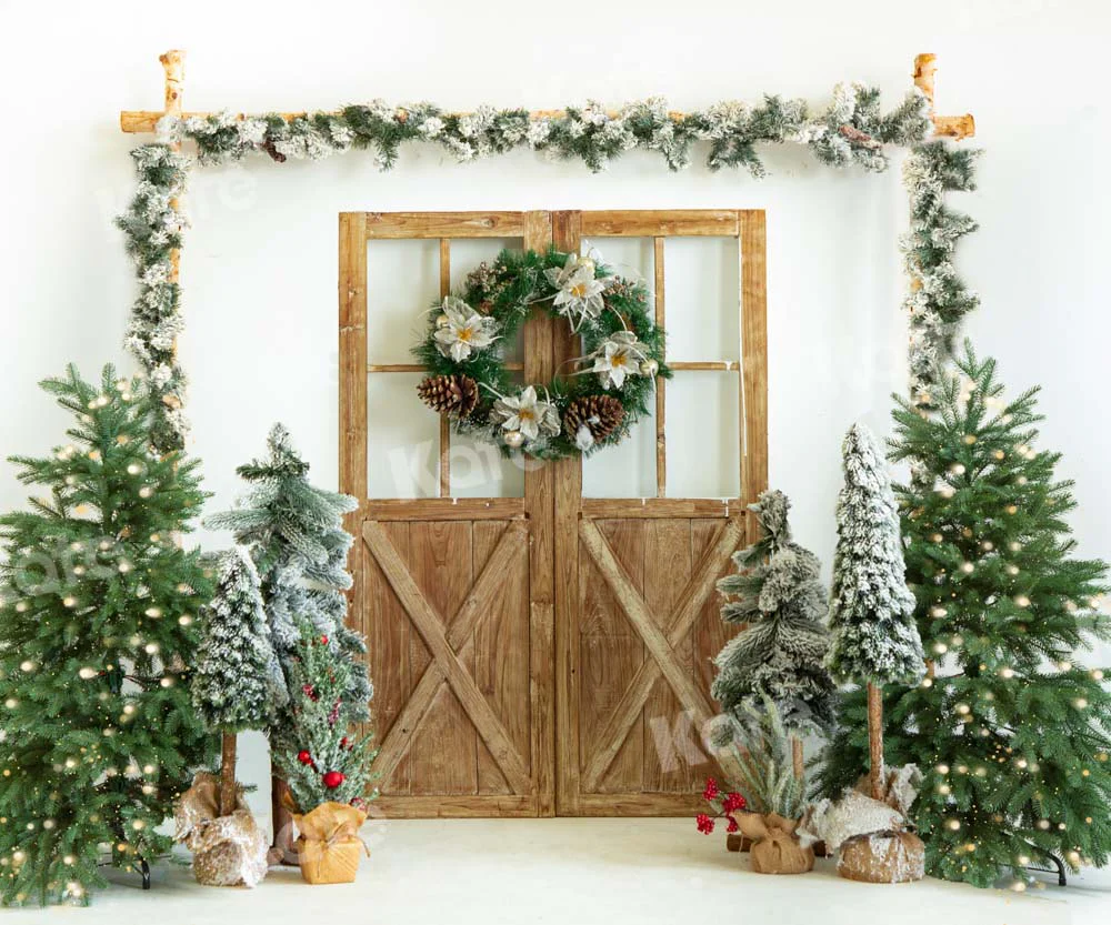 Kate Christmas Tree Barn Door Wood Backdrop Designed by Emetselch - Image 4