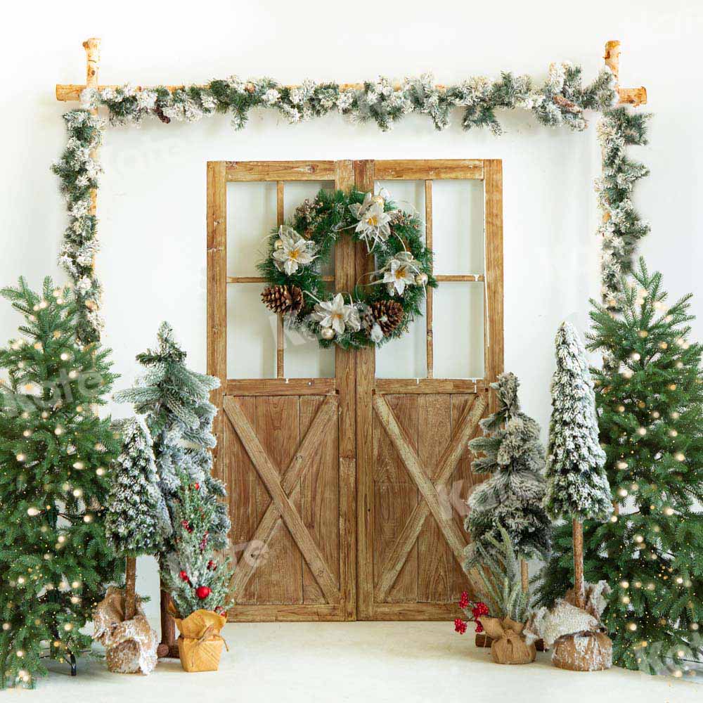 Kate Christmas Tree Barn Door Wood Backdrop Designed by Emetselch - Image 5