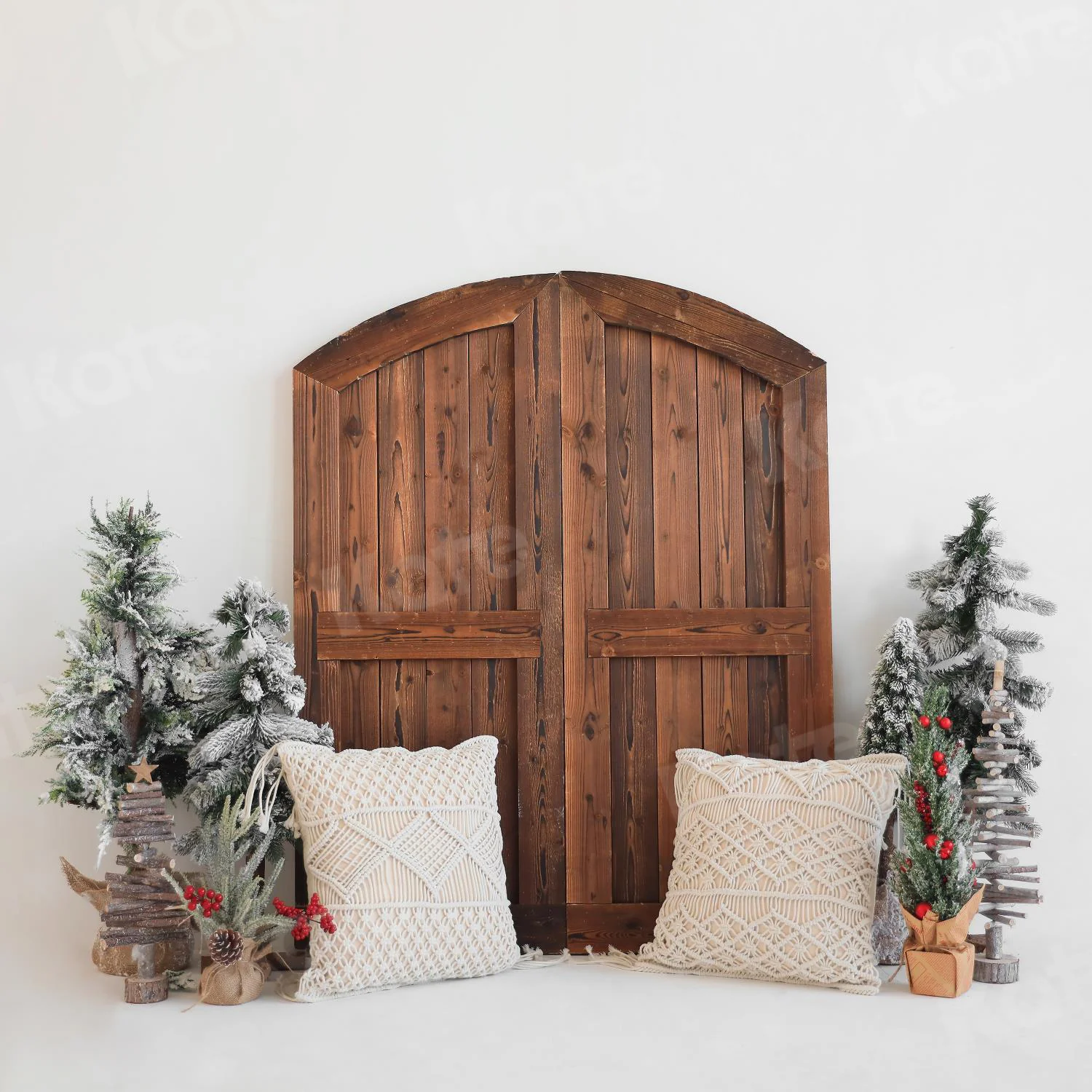 Kate Christmas Tree Boho Backdrop Barn Door for Photography - Image 3