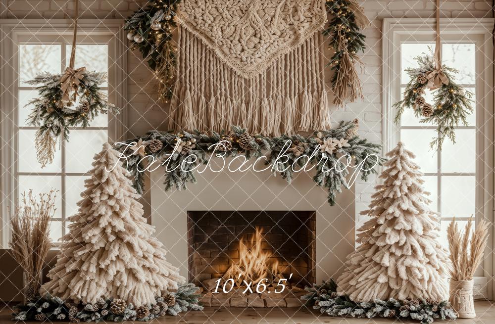 Kate Christmas Tree Boho Fireplace White Backdrop Designed by Emetselch - Image 5