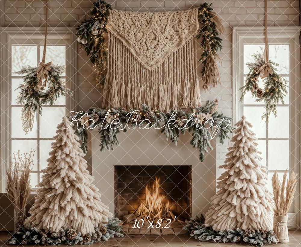Kate Christmas Tree Boho Fireplace White Backdrop Designed by Emetselch - Image 6