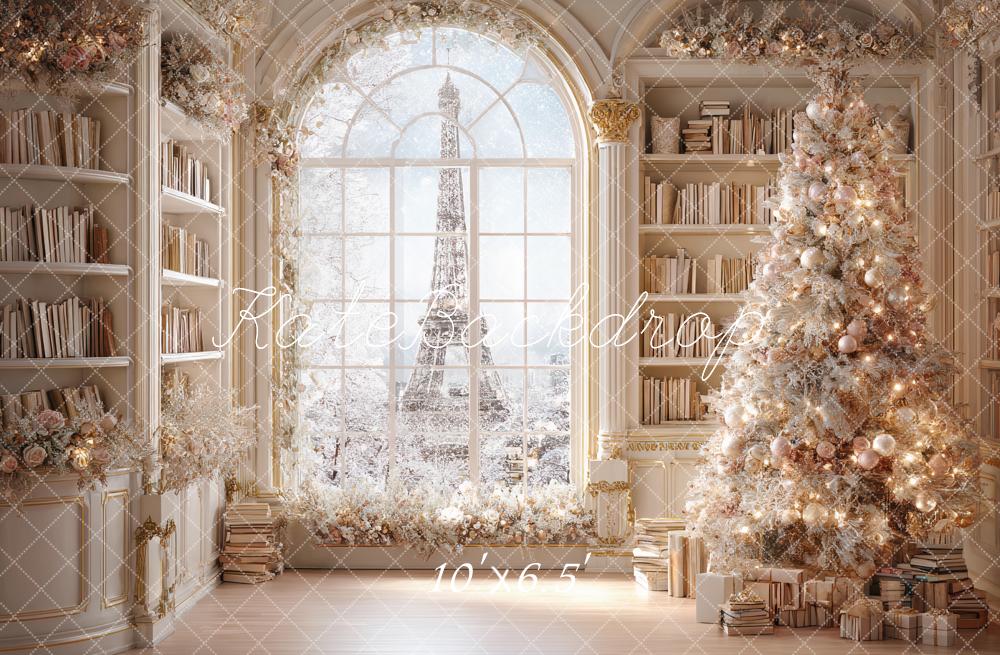 Kate Christmas Tree Bookshelves Window Backdrop Designed by Ashley Paul - Image 4