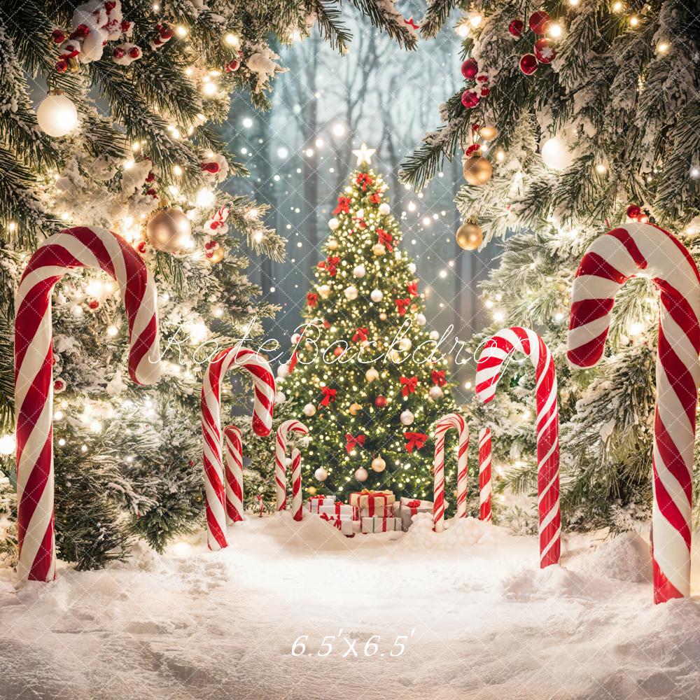 Kate Christmas Tree Candy Cane Forest Backdrop Designed by Emetselch - Image 2