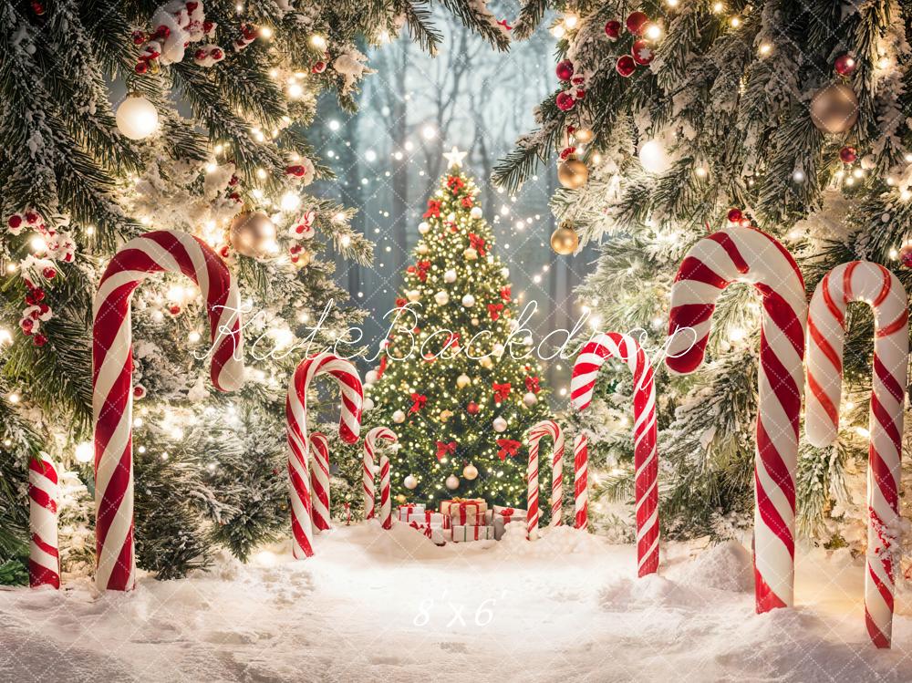 Kate Christmas Tree Candy Cane Forest Backdrop Designed by Emetselch - Image 3
