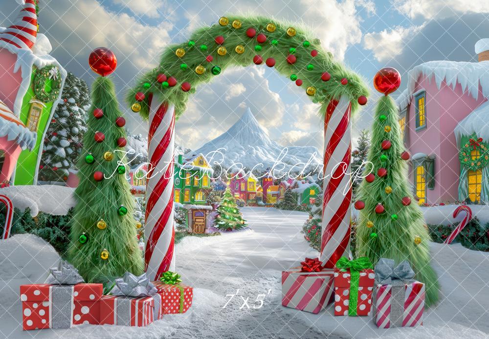 Kate Christmas Tree Candyland Arch Village Backdrop Designed by Mini MakeBelieve - Image 2