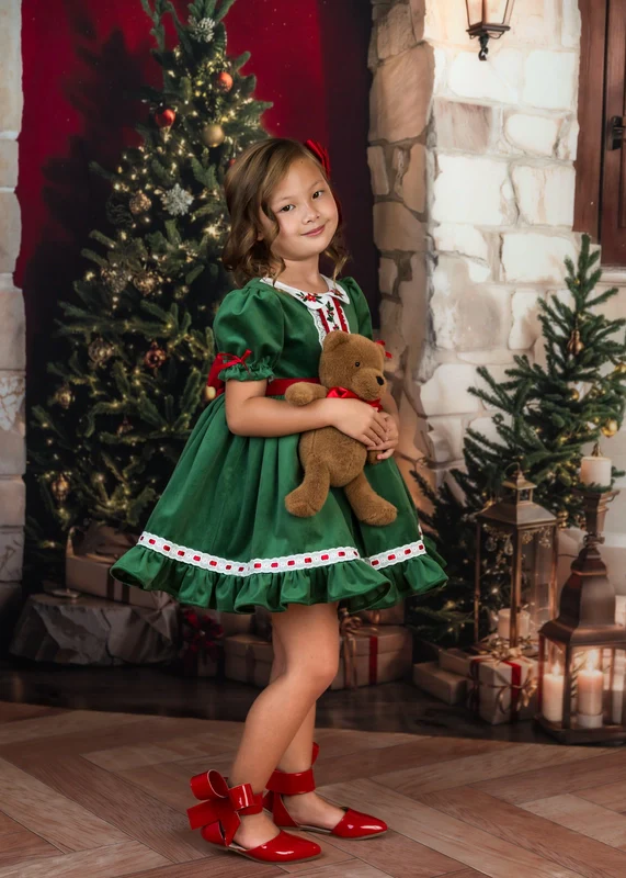 Kate Christmas Tree Cascading Stairs Brick Arch Backdrop Designed by Emetselch - Image 4