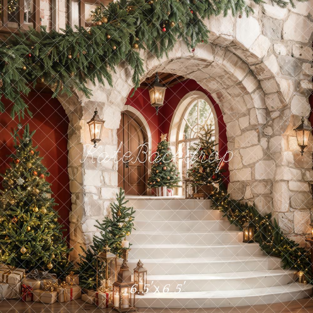 Kate Christmas Tree Cascading Stairs Brick Arch Backdrop Designed by Emetselch - Image 6