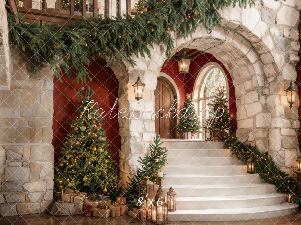 Kate Christmas Tree Cascading Stairs Brick Arch Backdrop Designed by Emetselch - Image 7