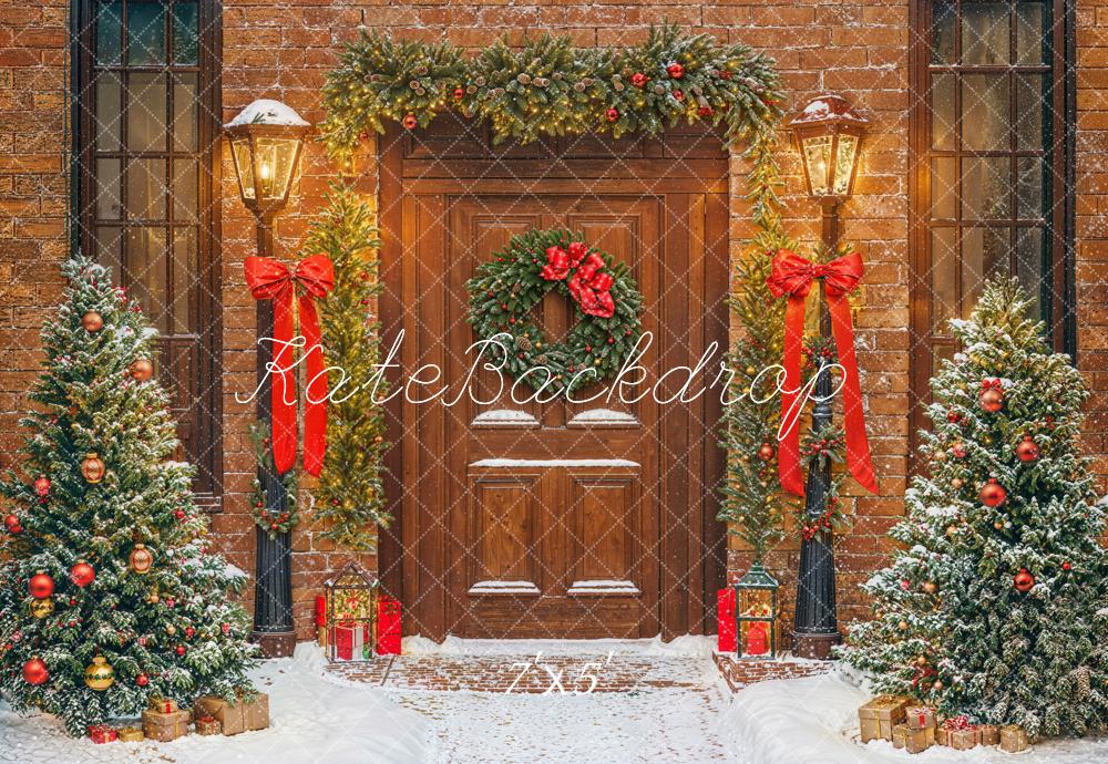 Kate Christmas Tree Doorway Snowy Backdrop Designed by Emetselch - Image 2