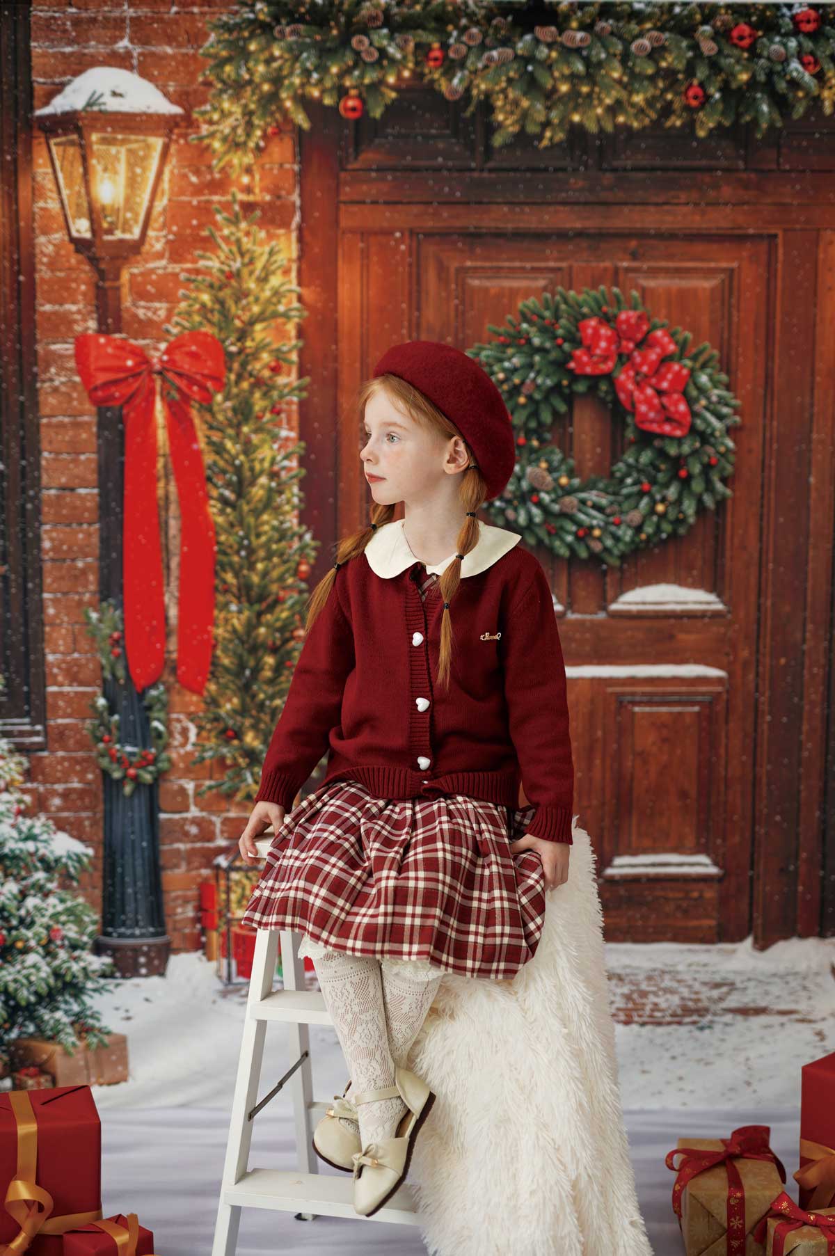 Kate Christmas Tree Doorway Snowy Backdrop Designed by Emetselch - Image 4