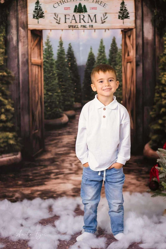 Kate Christmas Tree Farm Entrance Backdrop for Photography - Image 4