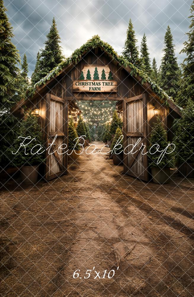 Kate Christmas Tree Farm Forest Barn Fleece Backdrop Designed by Emetselch - Image 2