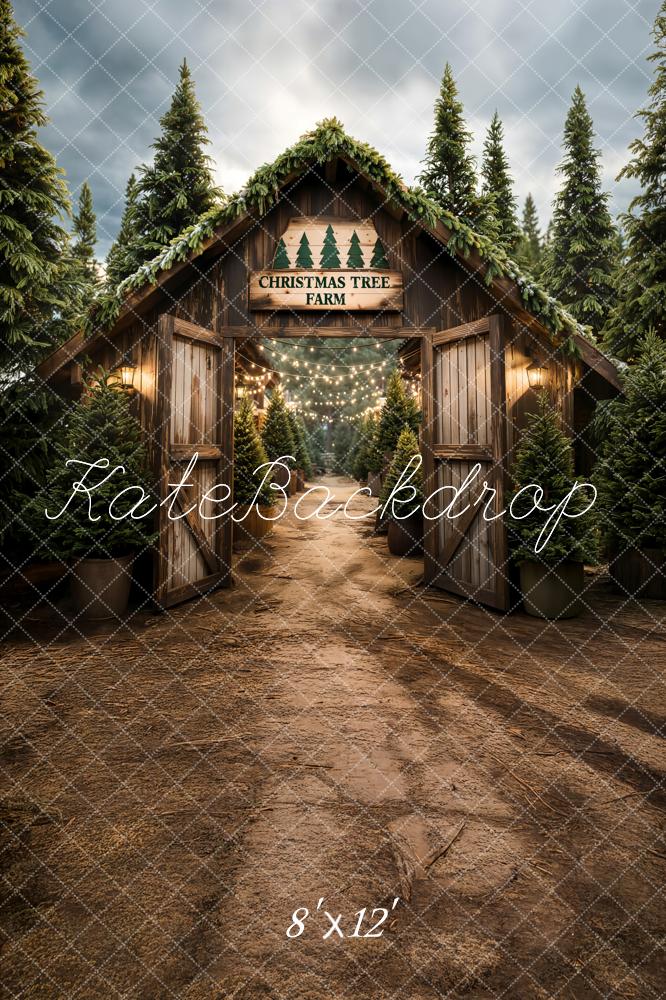 Kate Christmas Tree Farm Forest Barn Fleece Backdrop Designed by Emetselch - Image 4