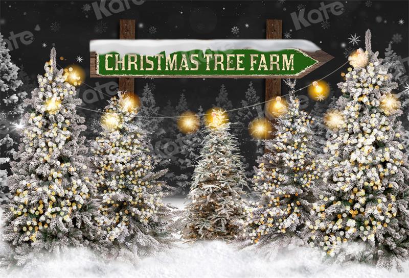 Kate Christmas Tree Farm Night Backdrop for Photography - Image 2