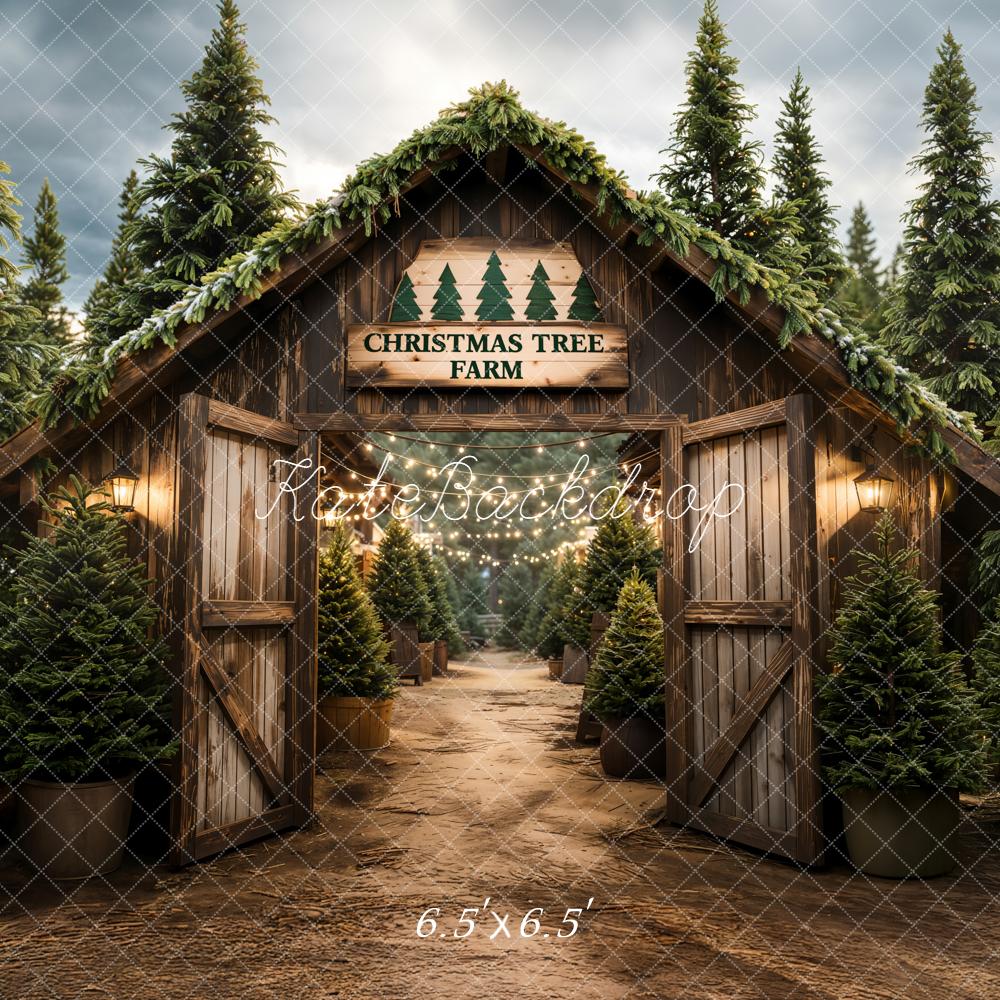 Kate Christmas Tree Farm Wooden Arch Trees Backdrop Designed by Emetselch - Image 2