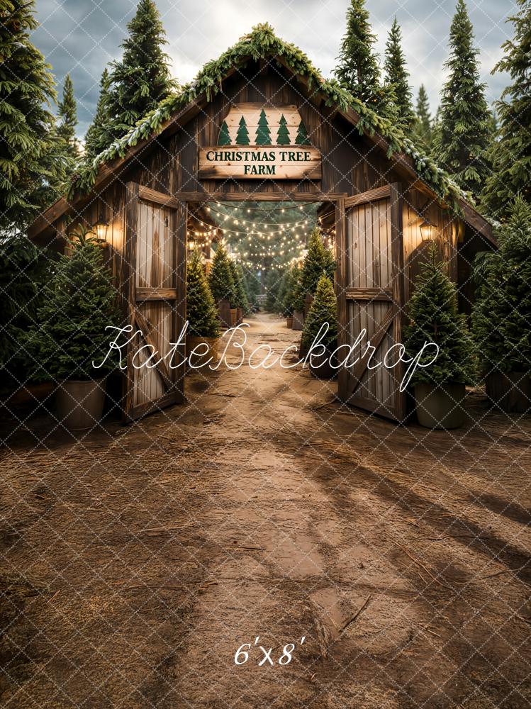 Kate Christmas Tree Farm Wooden Arch Trees Backdrop Designed by Emetselch - Image 3