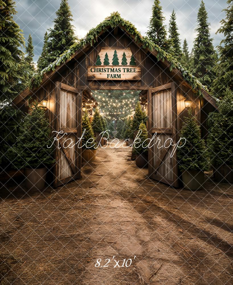 Kate Christmas Tree Farm Wooden Arch Trees Backdrop Designed by Emetselch - Image 6