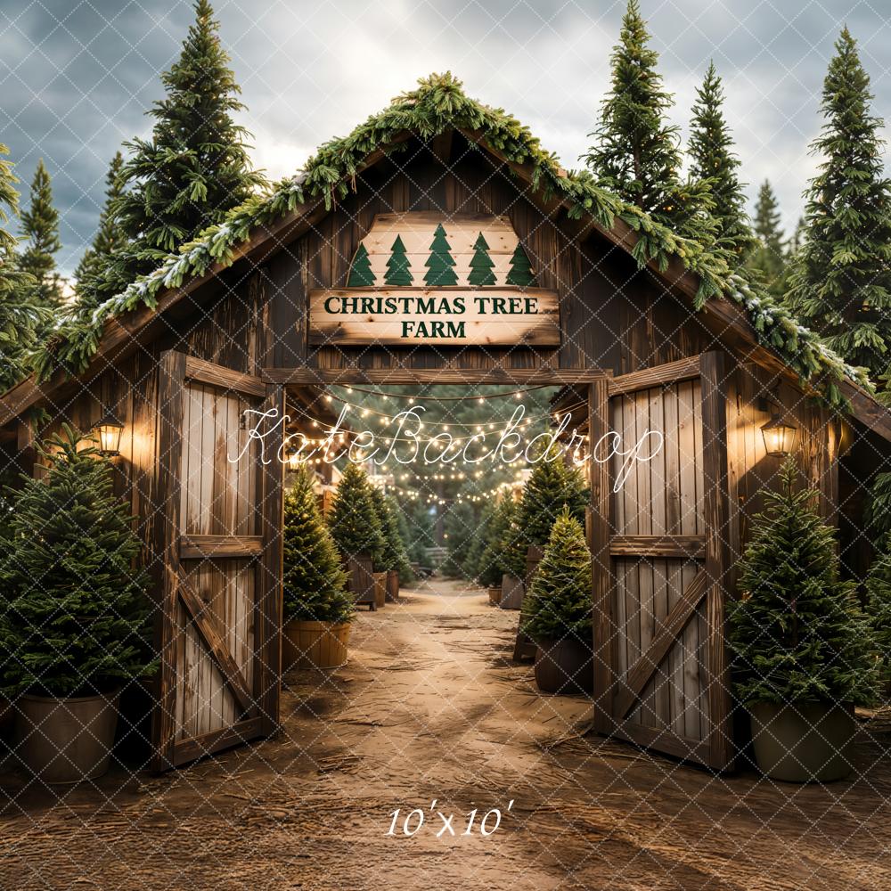 Kate Christmas Tree Farm Wooden Arch Trees Backdrop Designed by Emetselch - Image 7