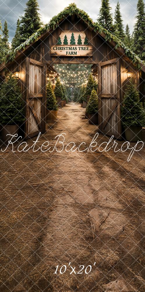 Kate Christmas Tree Farm Wooden Arch Trees Backdrop Designed by Emetselch - Image 8