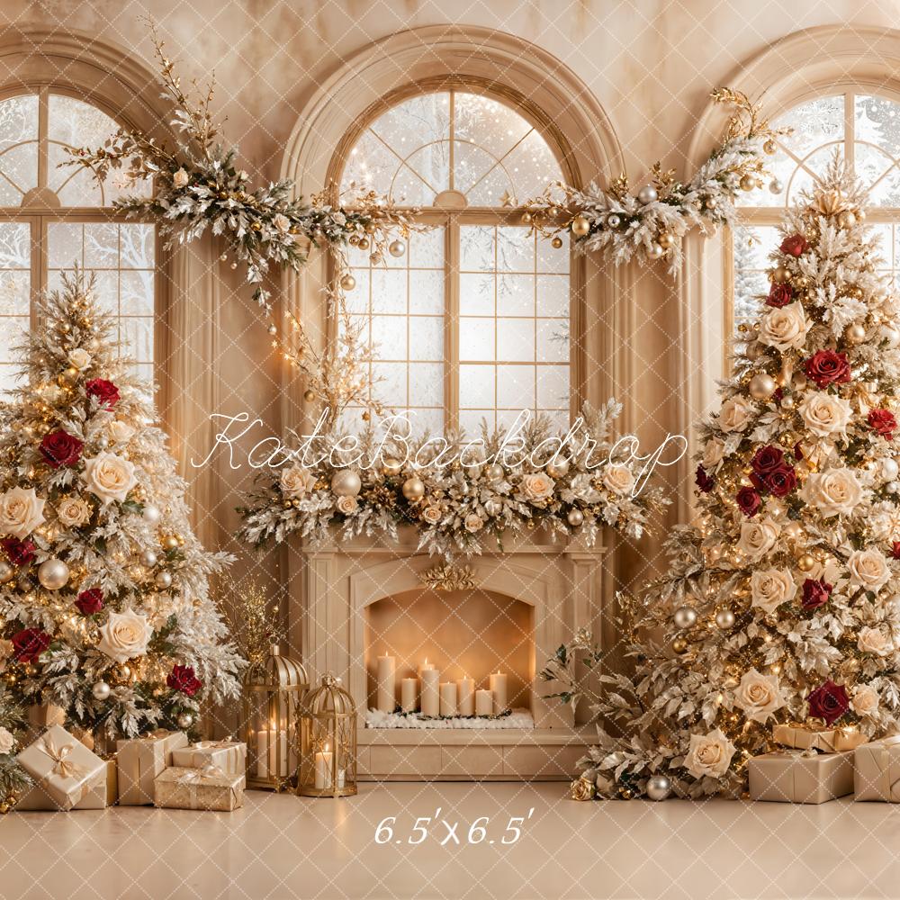 Kate Christmas Tree Fireplace Arched Window Backdrop Designed by Emetselch - Image 3