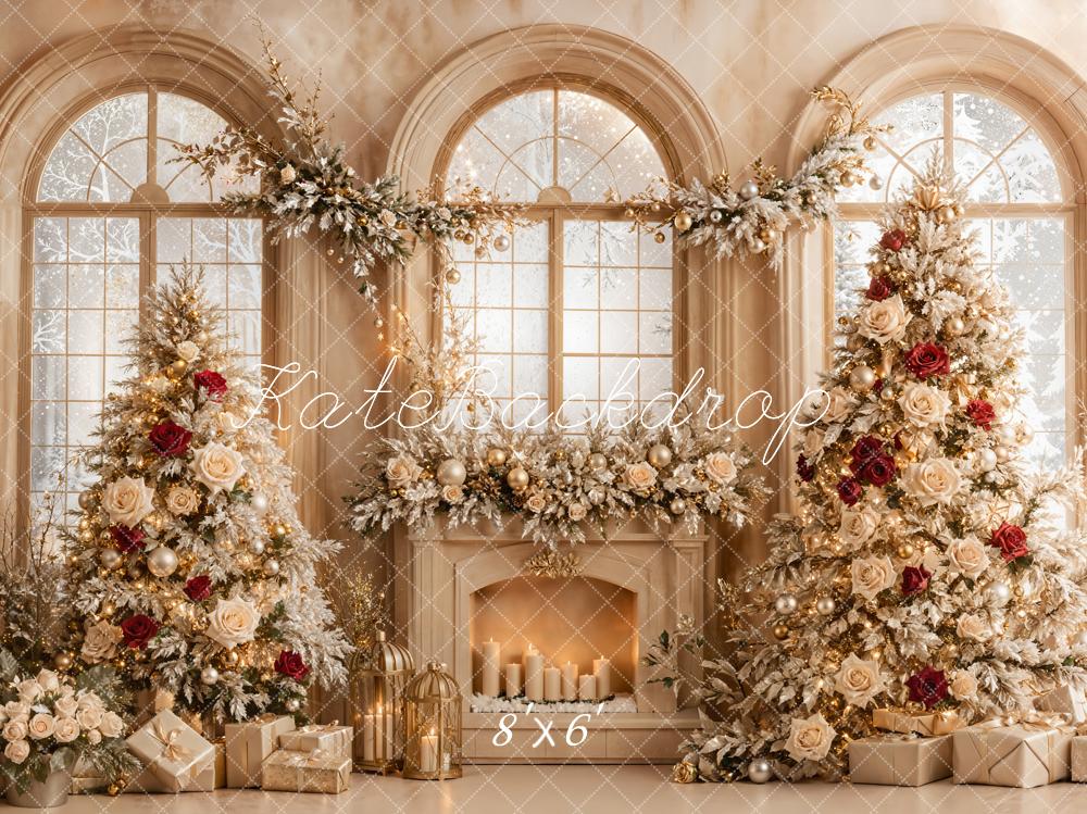Kate Christmas Tree Fireplace Arched Window Backdrop Designed by Emetselch - Image 4