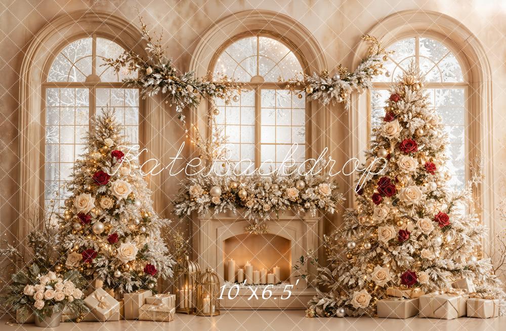 Kate Christmas Tree Fireplace Arched Window Backdrop Designed by Emetselch - Image 5
