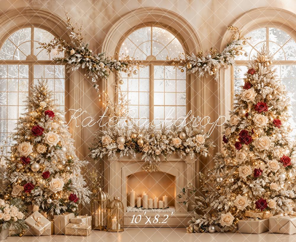 Kate Christmas Tree Fireplace Arched Window Backdrop Designed by Emetselch - Image 6