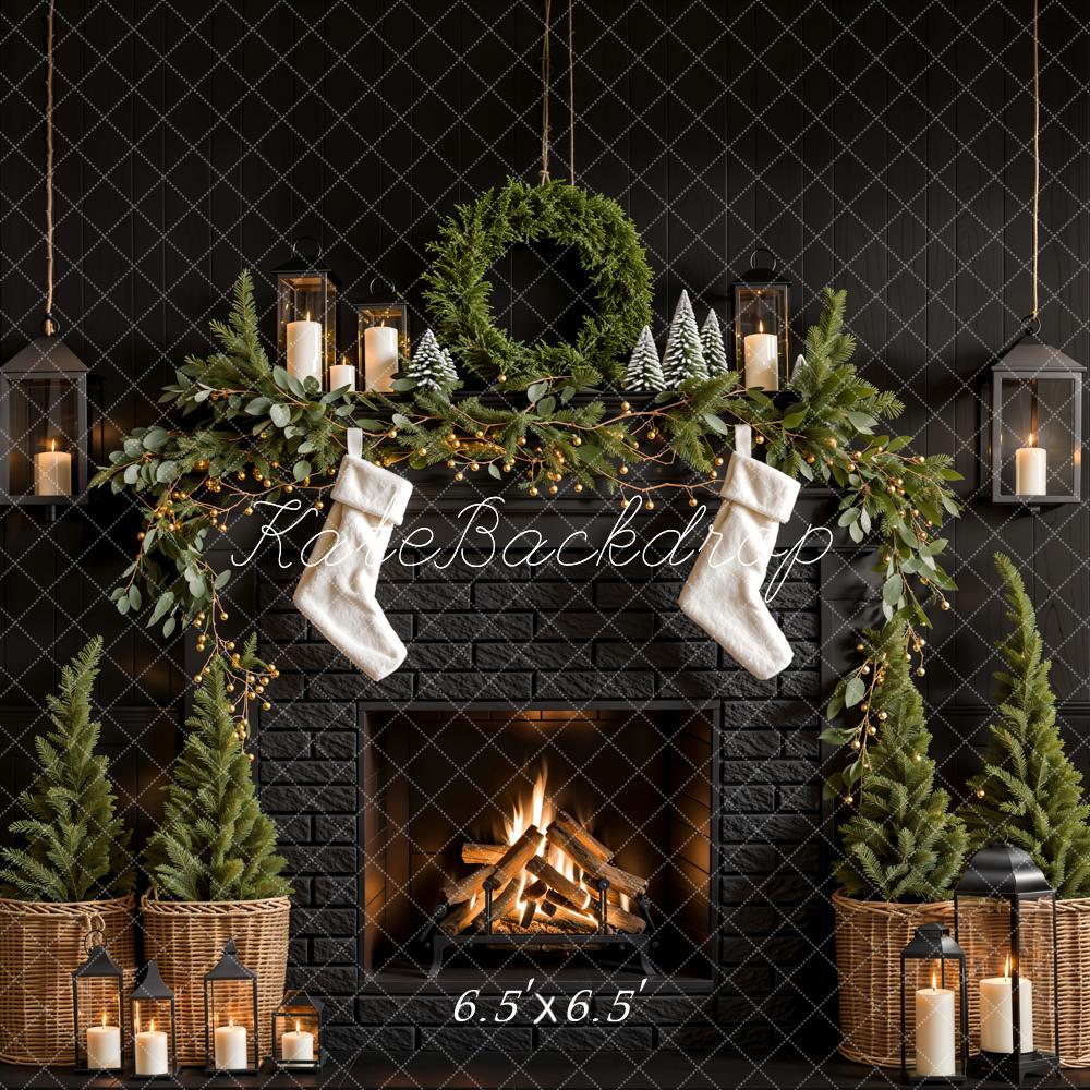 Kate Christmas Tree Fireplace Black Wall Backdrop Designed by Emetselch - Image 4