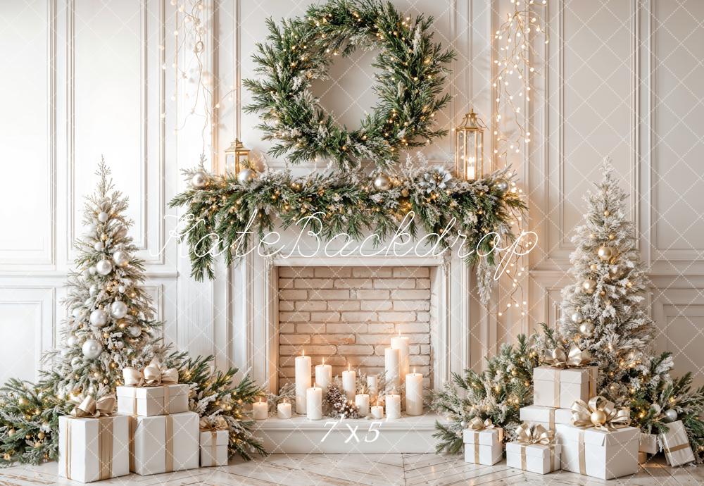 Kate Christmas Tree Fireplace Garland Backdrop Designed by Emetselch - Image 2