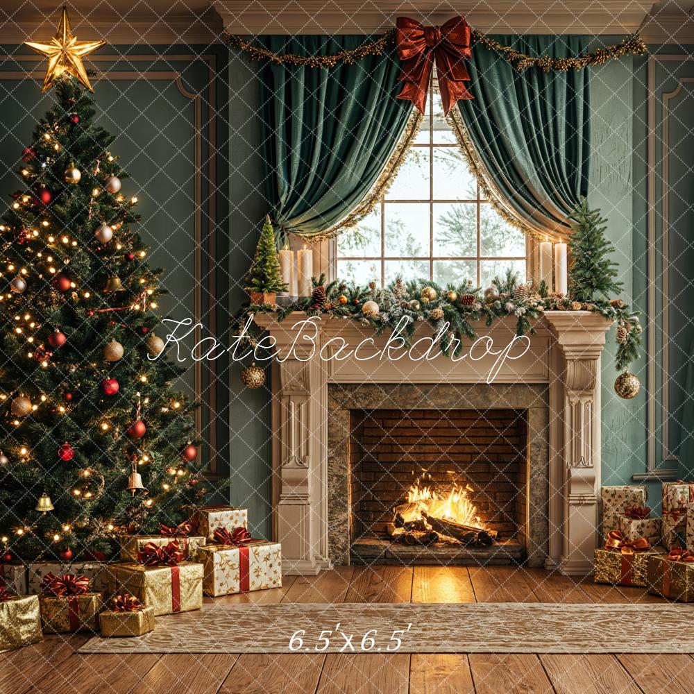 Kate Christmas Tree Fireplace Gifts Window Backdrop Designed by Emetselch - Image 2