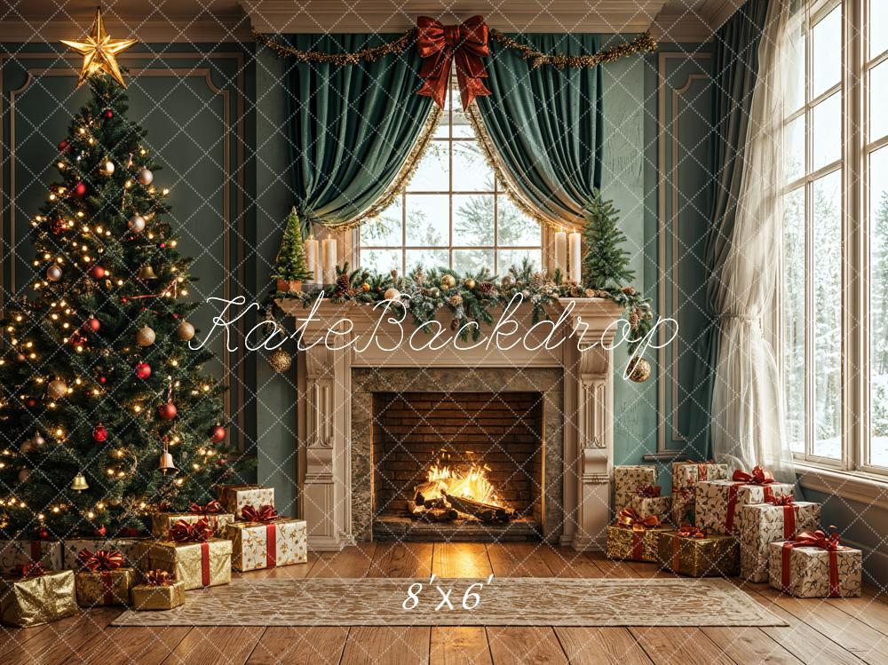 Kate Christmas Tree Fireplace Gifts Window Backdrop Designed by Emetselch - Image 3