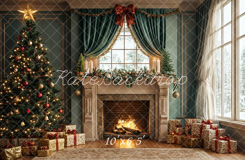 Kate Christmas Tree Fireplace Gifts Window Backdrop Designed by Emetselch - Image 4