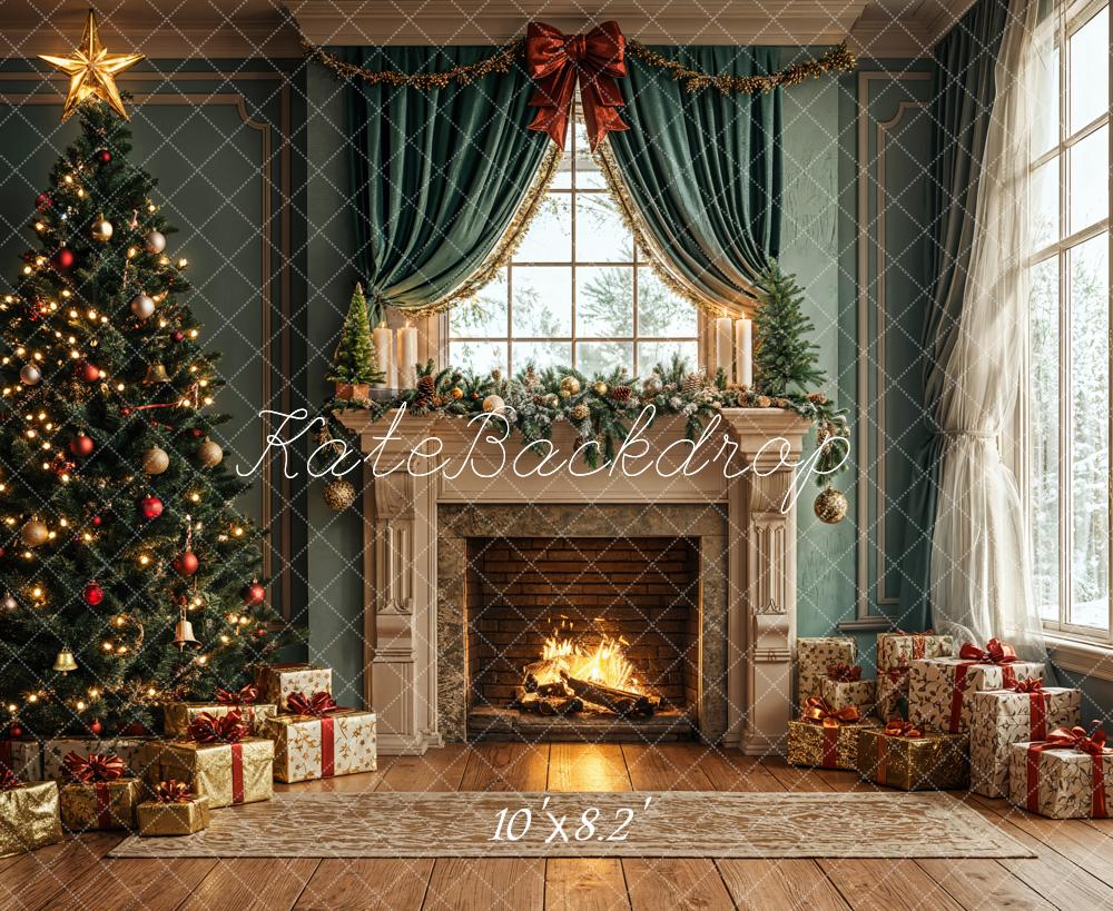 Kate Christmas Tree Fireplace Gifts Window Backdrop Designed by Emetselch - Image 5
