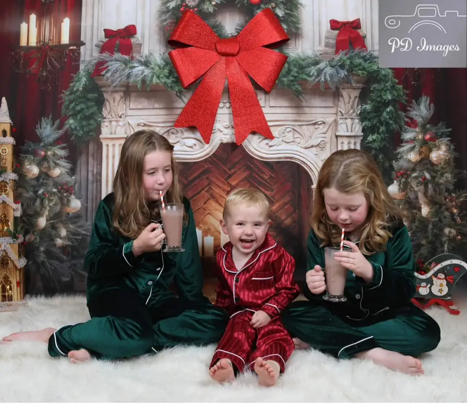 Kate Christmas Tree Fireplace Red Fleece Backdrop Designed by Emetselch - Image 13