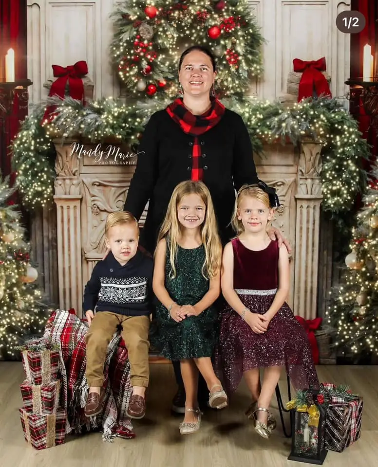 Kate Christmas Tree Fireplace Red Fleece Backdrop Designed by Emetselch - Image 17