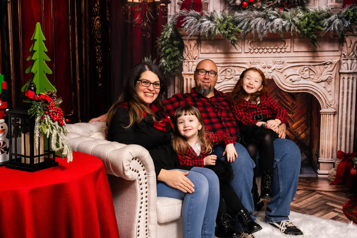 Kate Christmas Tree Fireplace Red Fleece Backdrop Designed by Emetselch - Image 7