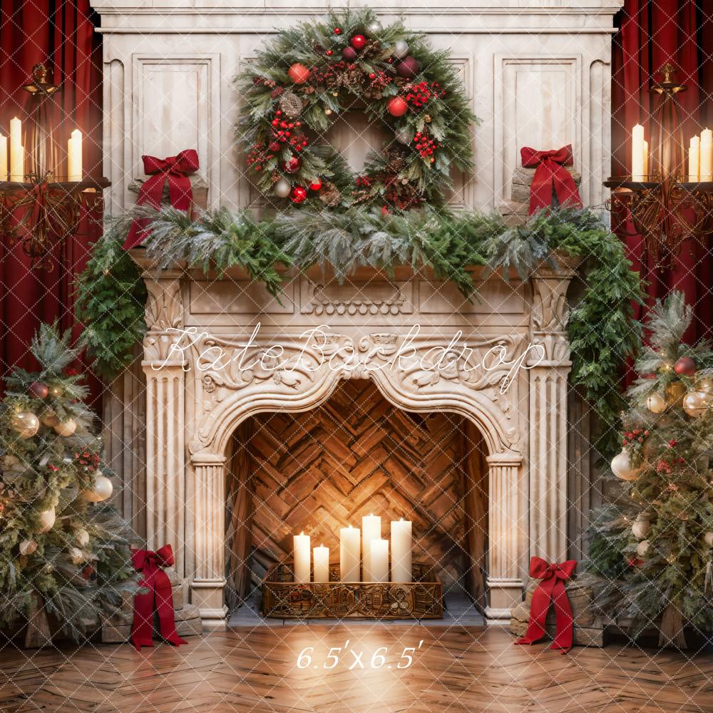 Kate Christmas Tree Fireplace Red Backdrop Designed by Emetselch - Image 12