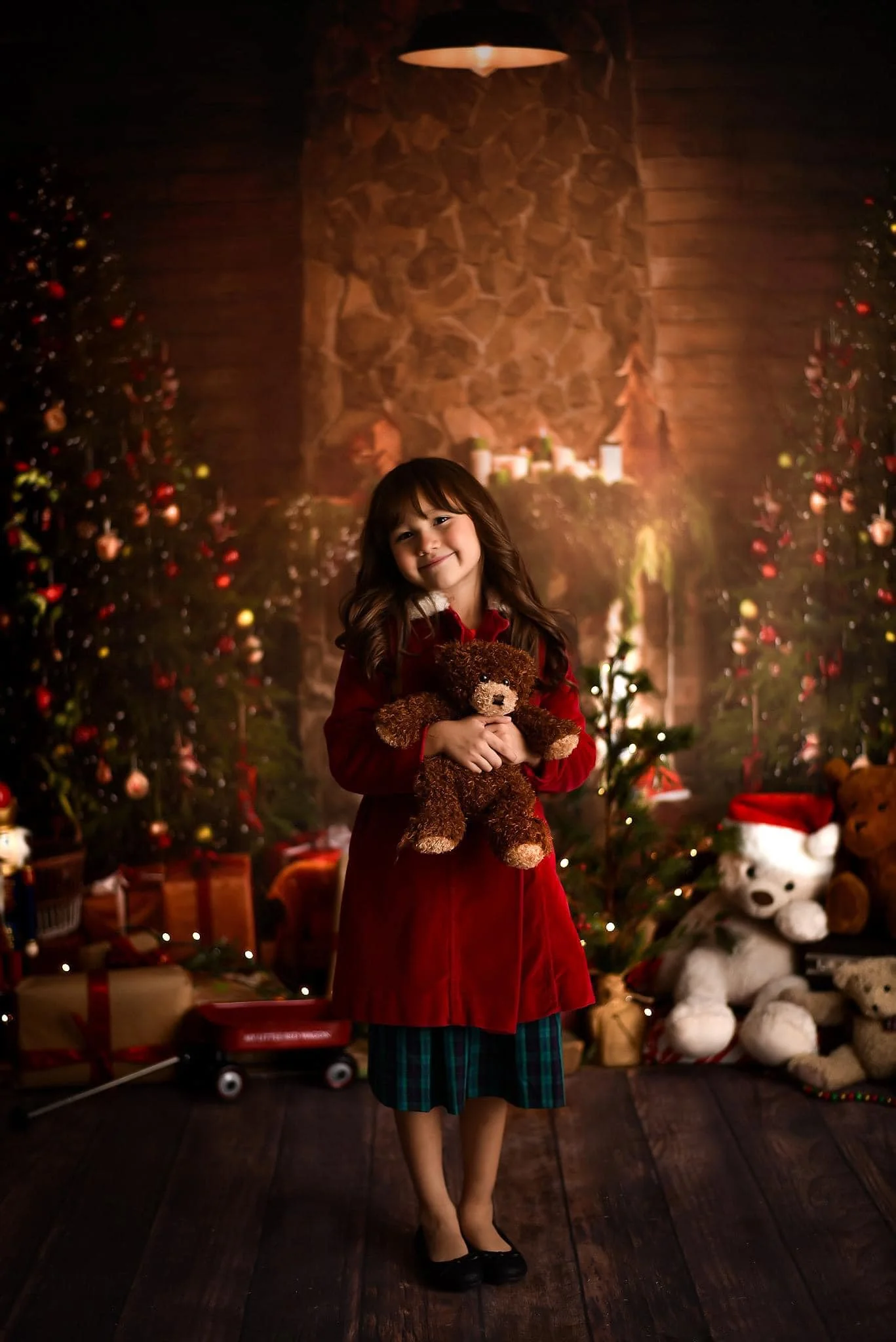 Kate Christmas Tree Fireplace Room Backdrop for Photography - Image 3