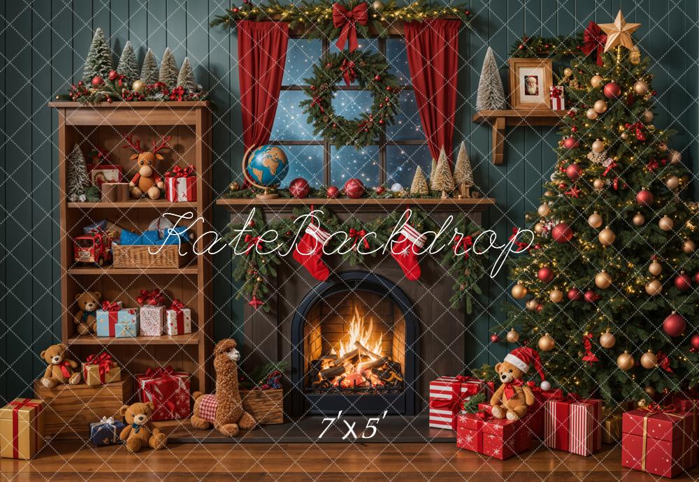 Kate Christmas Tree Fireplace Shelf Gifts Backdrop Designed by Emetselch - Image 2