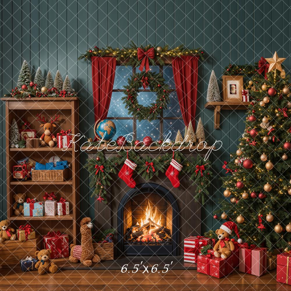 Kate Christmas Tree Fireplace Shelf Gifts Backdrop Designed by Emetselch - Image 3