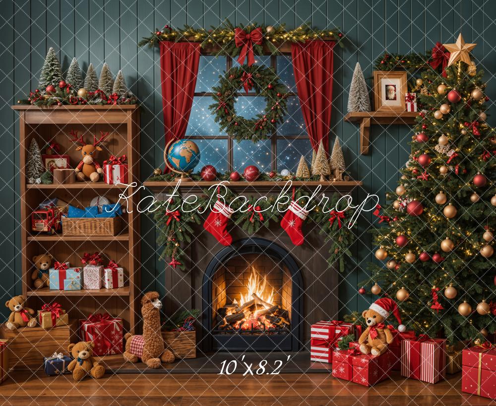 Kate Christmas Tree Fireplace Shelf Gifts Backdrop Designed by Emetselch - Image 6
