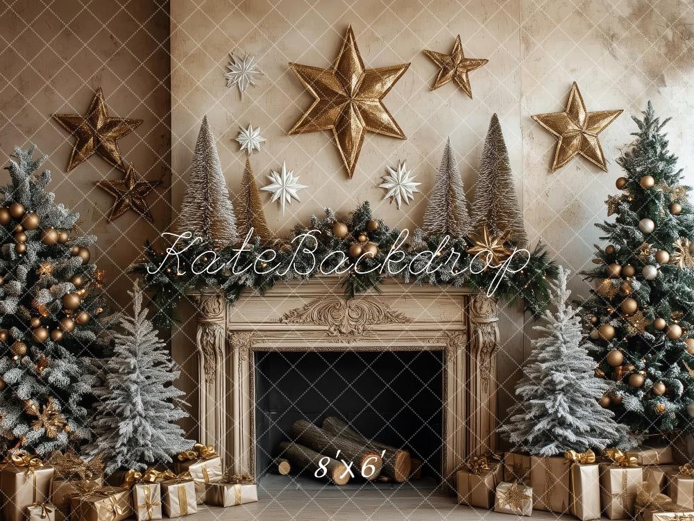 Kate Christmas Tree Fireplace Stars Backdrop Designed by Patty Robert - Image 3