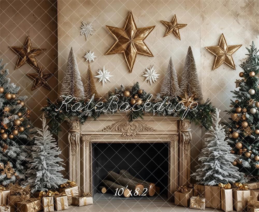 Kate Christmas Tree Fireplace Stars Backdrop Designed by Patty Robert - Image 5