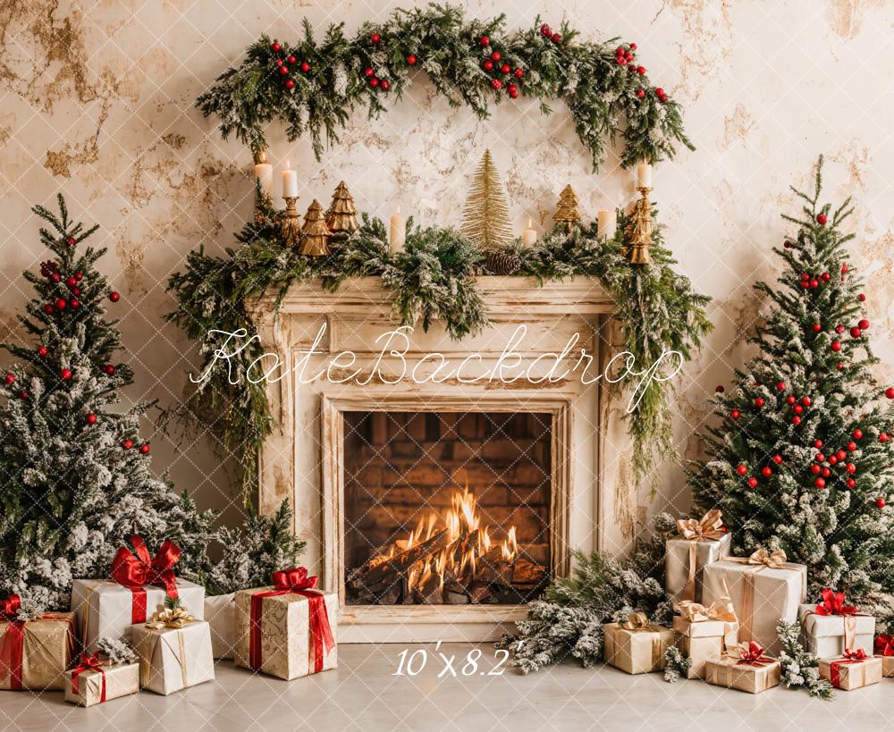 Kate Christmas Tree Fireplace White Gift Box Backdrop Designed by Emetselch - Image 5