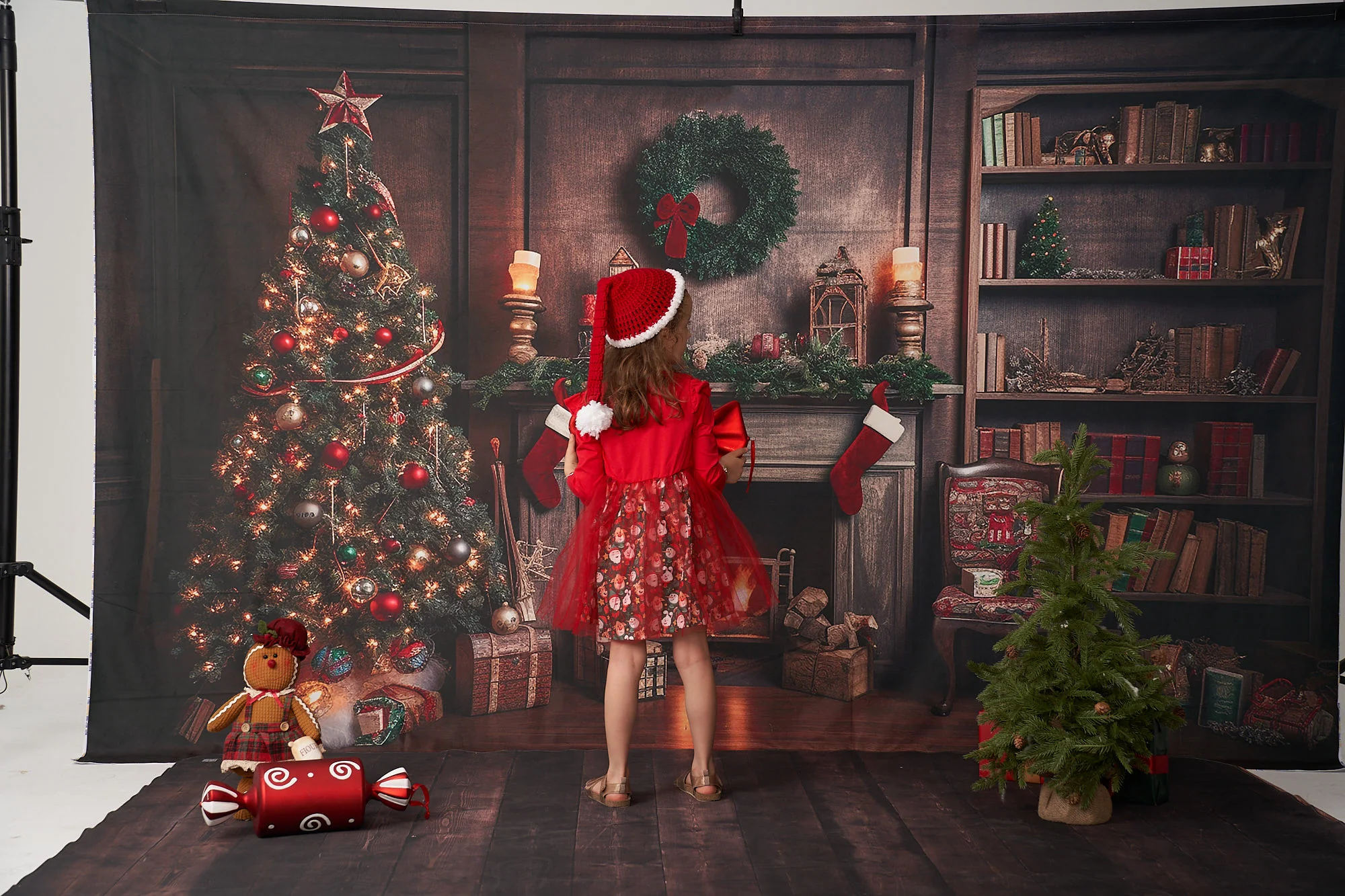 Kate Christmas Tree Fireplace Winter Backdrop for Photography - Image 7