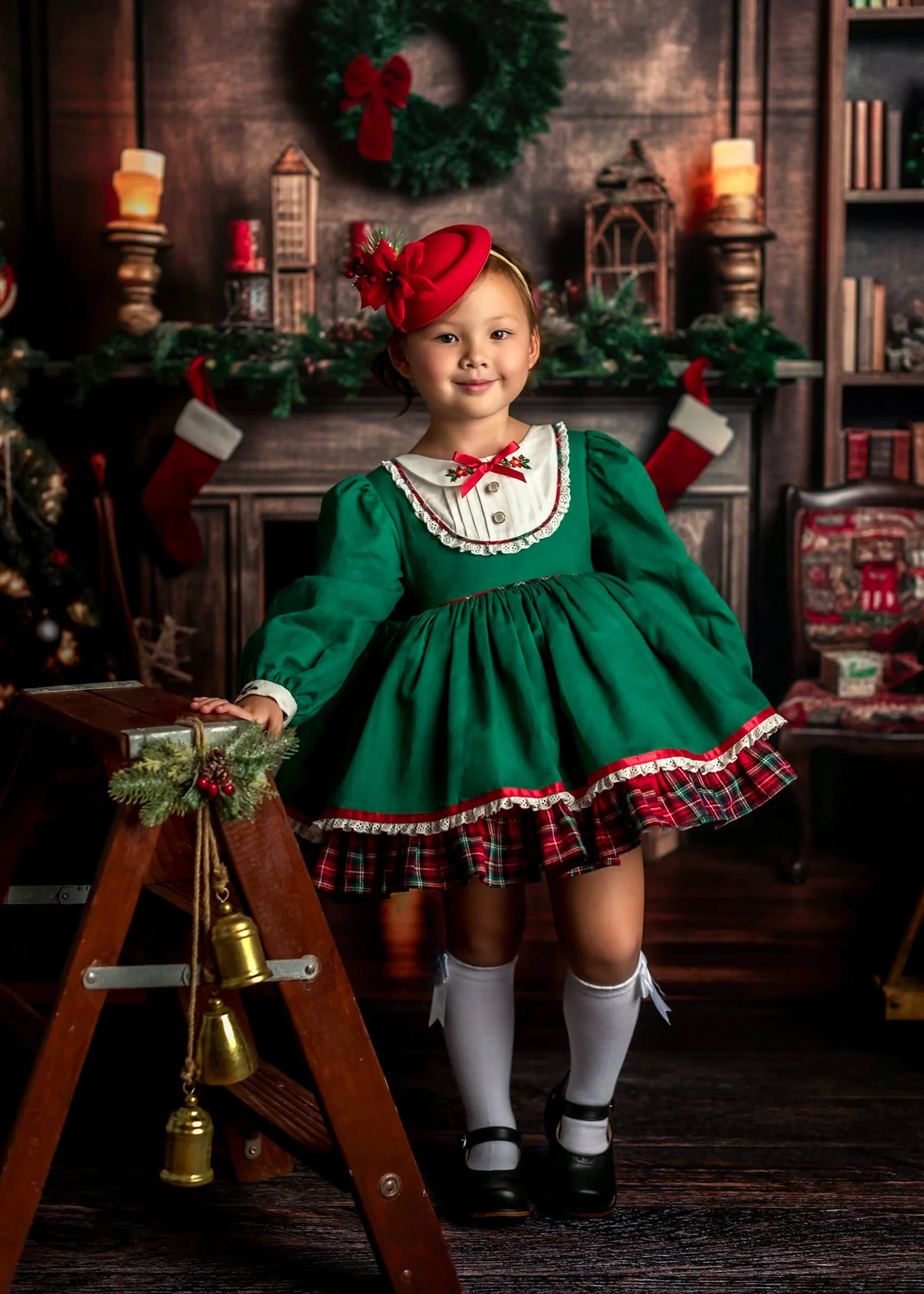 Kate Christmas Tree Fireplace Winter Backdrop for Photography - Image 8