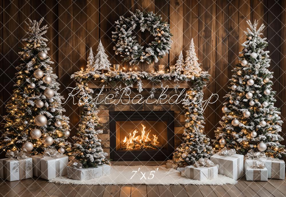 Kate Christmas Tree Fireplace Wood Wall Backdrop Designed by Emetselch - Image 2